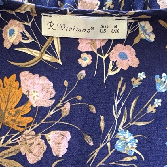 Floral Navy Dress with Tassels - Picture 2 of 5